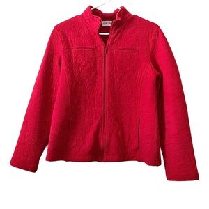 Chico's Cotton Quilted Red Jacket Vintage Zip Front Sport’s Coat